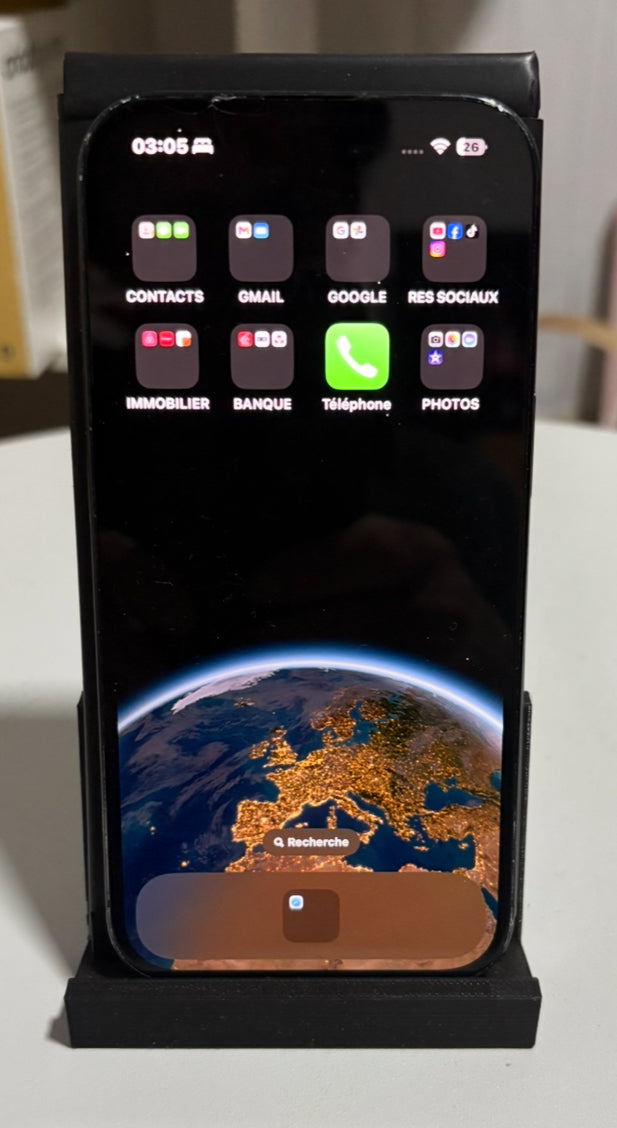 SUPPORT TÉLÉPHONE BATMAN EN BOIS GRAVÉ