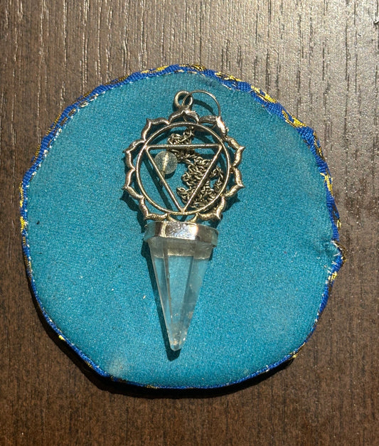 Pendule Chakras du Plexus Solaire Brut Cristal de Roche