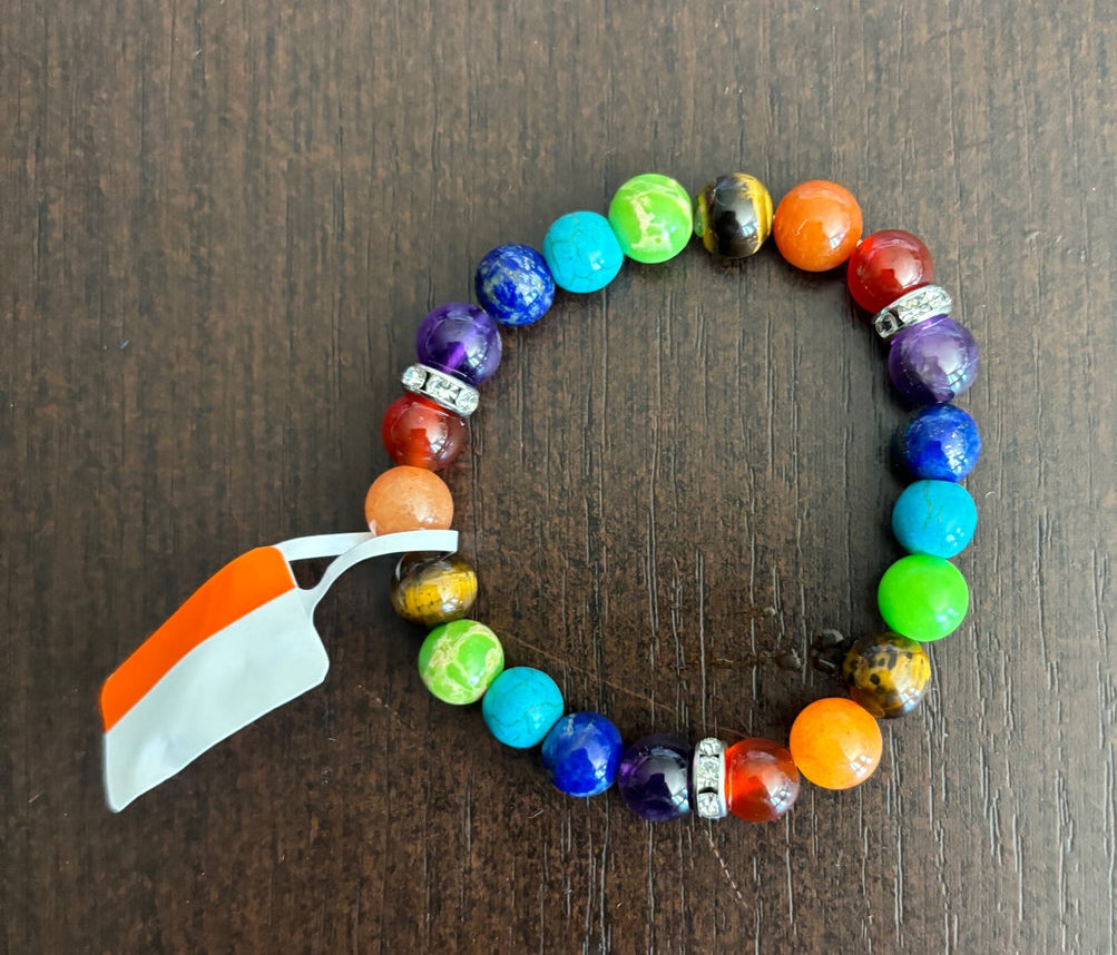 Bracelet 7 Chakras 1 mix perles 8 mm